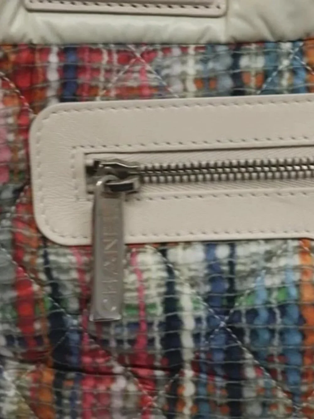 CHANEL Coco Cocoon PM Hand Bag Nylon White Multicolor Silver CC Auth bs25111